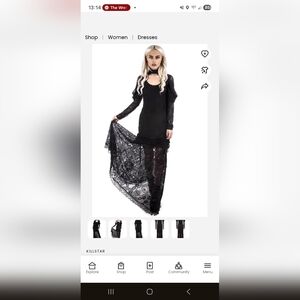 Killstar Gothic Black Lace Maxi Dress